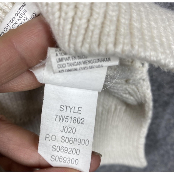 Lucky Brand Sweater Womens Extra Small Ivory Cable Knit Crochet Pullover 7W15102 - Picture 10 of 12